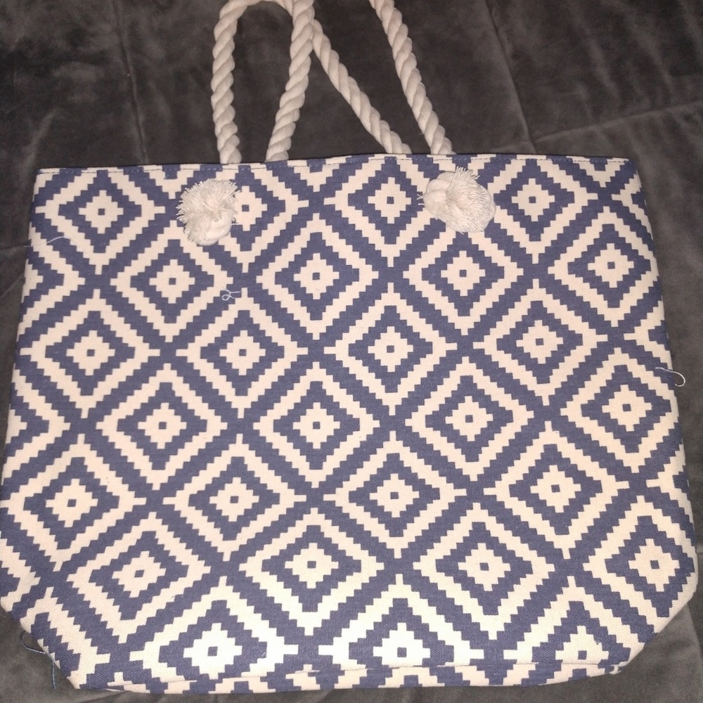 Navy/Cream Tote Bag, New
